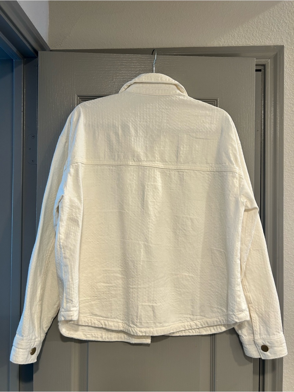 H&M Cream Textured Button-Up Jacket - Picture 2 of 3